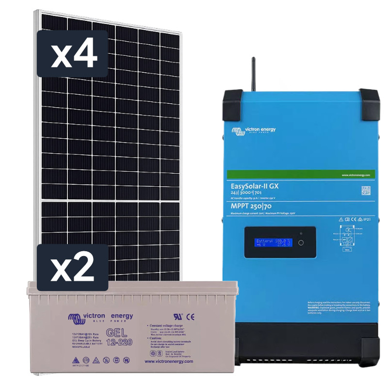 Elektrownia słoneczna 1820W Hybrydowa z akumulatorem 440AH i przetwornicą 2500W