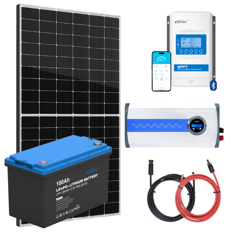 ELEKTROWNIA SŁONECZNA 455WP Z AKUMULATOREM - ZASILANIE 230V MOC 350W + MPPT