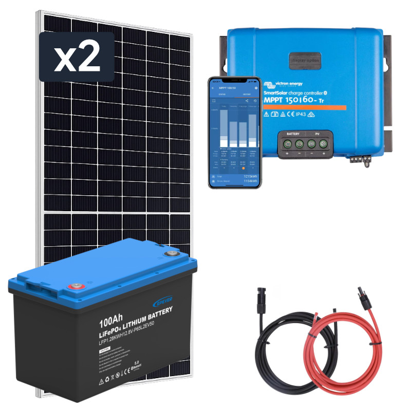 Panel słoneczny 910W i akumulator LiFePO4 100Ah z regulatorem MPPT