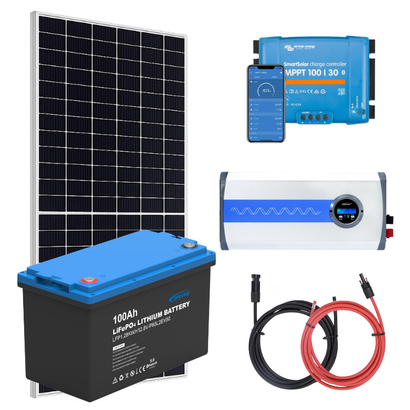Zestaw PV 455W, akumulator LiFePO4 100Ah, regulator MPPT i przetwornica