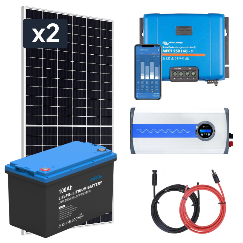 Zestaw PV 910W, akumulator LiFePO4 100Ah, regulator MPPT i przetwornica