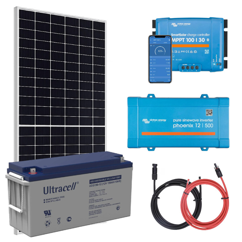 Elektrownia słoneczna 435Wp z akumulatorem - zasilanie 230V moc 400W + MPPT