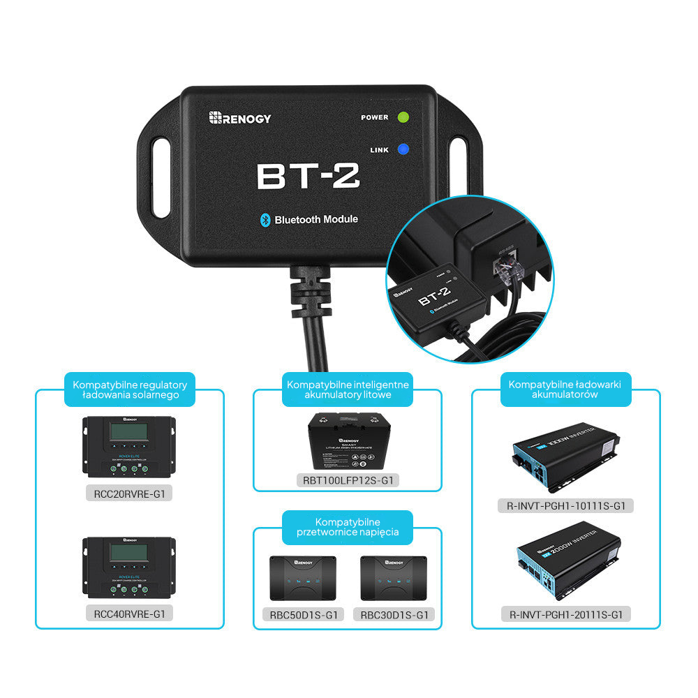 Moduł Bluetooth Renogy BT-2 do portu RS485 (RCM-BT2) - obrazek 2