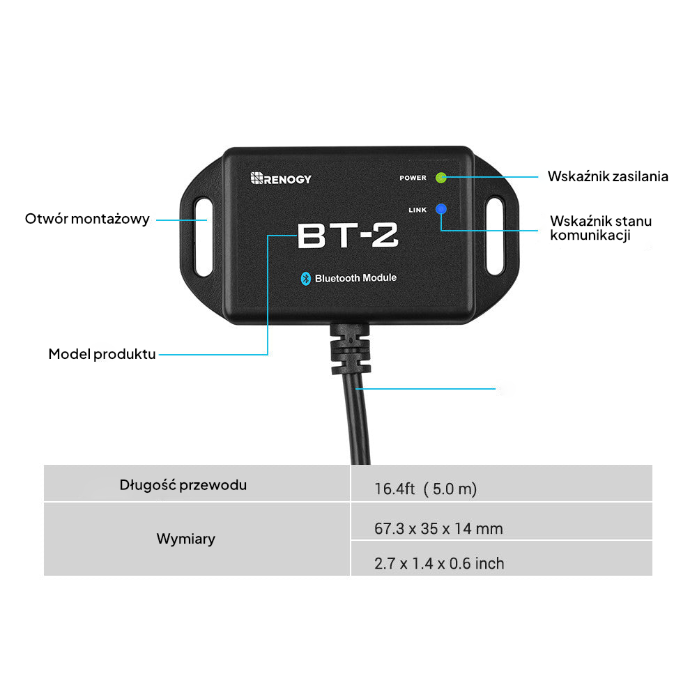 Moduł Bluetooth Renogy BT-2 do portu RS485 (RCM-BT2) - obrazek 6
