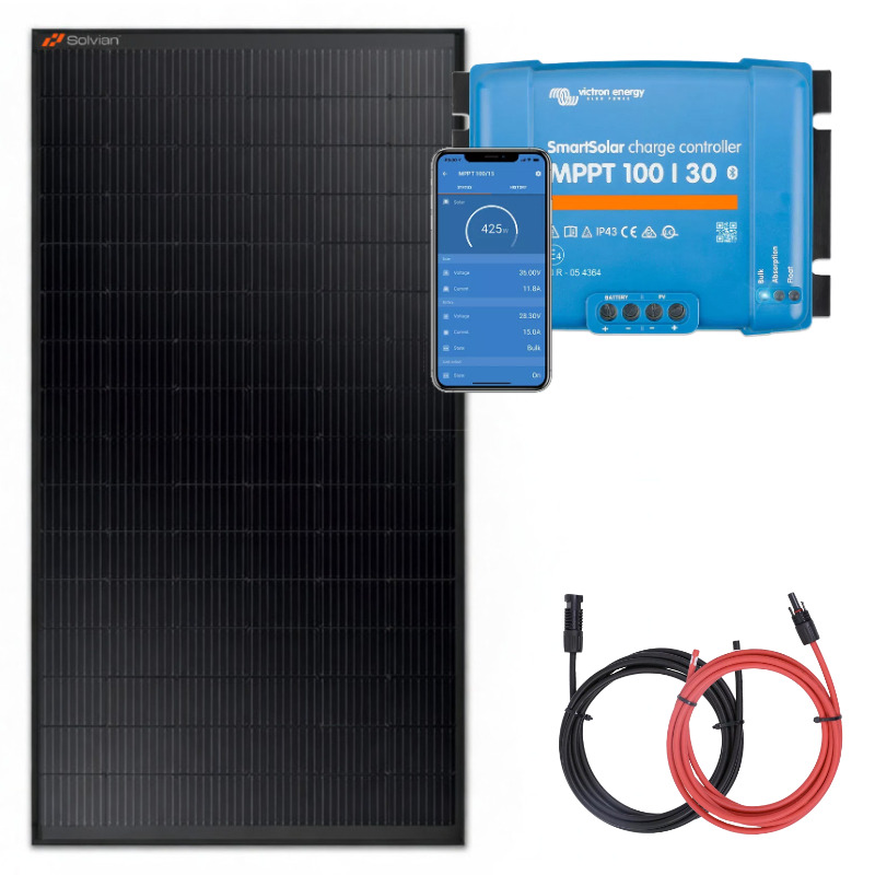 Zestaw do kampera panel sztywny 435W, regulator ładowania 30A MPPT